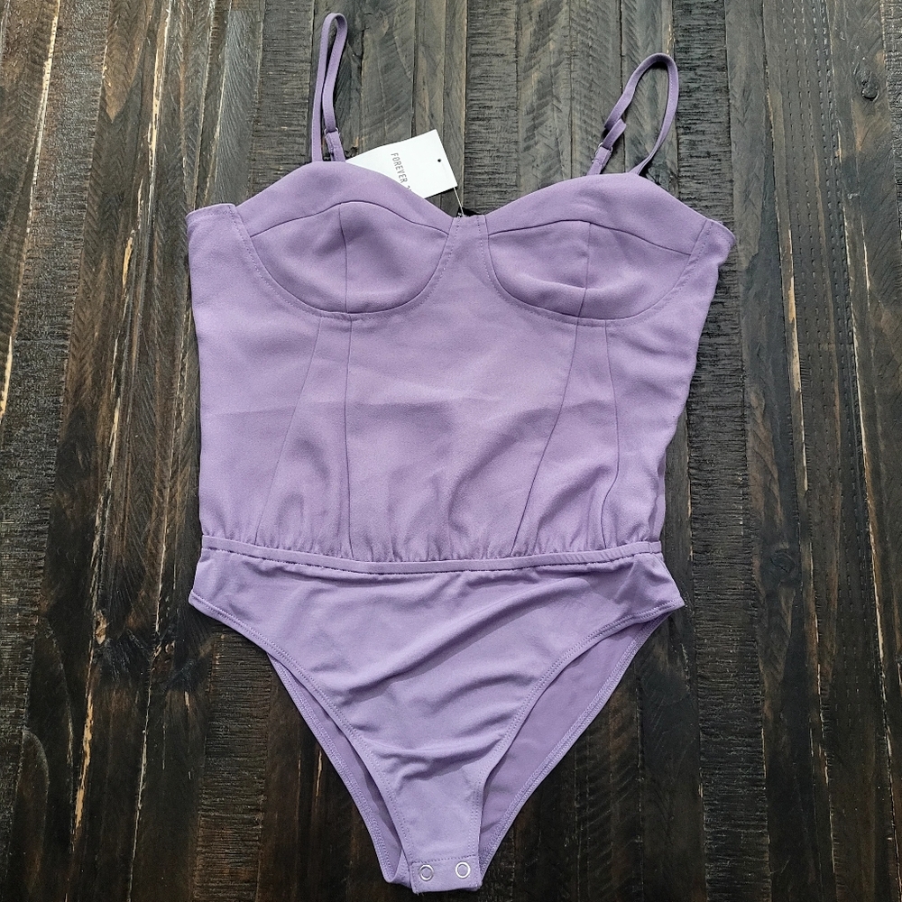 NEW Forever 21 Lilac/Lavender Purple Bodysuit Adjustable Straps Size Small